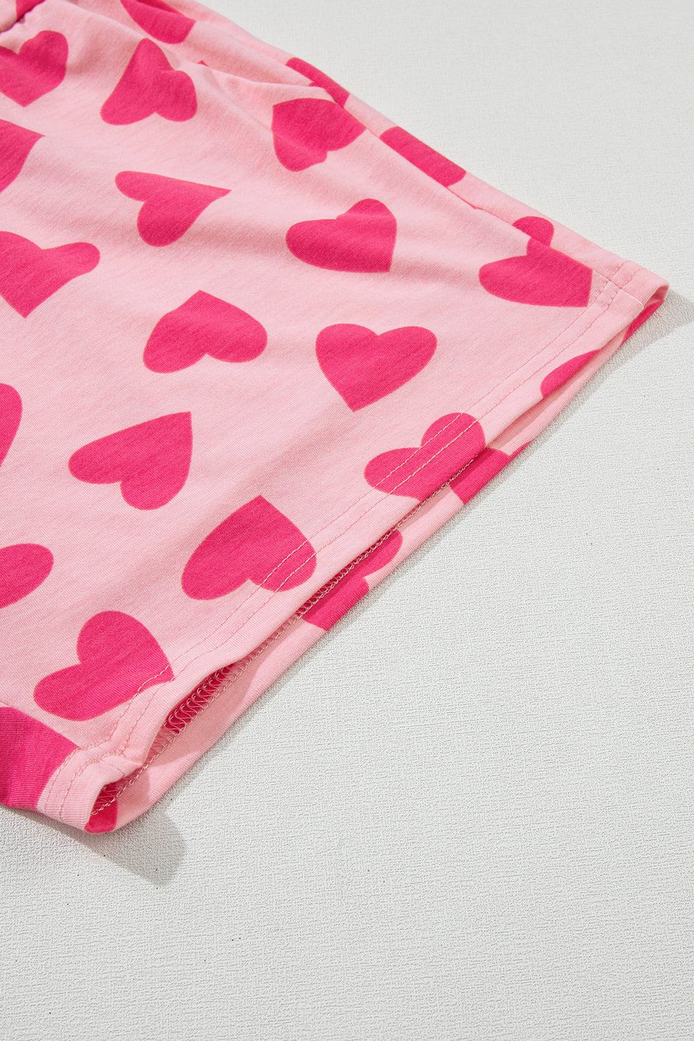 Heartfelt Pink Valentine's Day Lounge Set with Heart Print Top and Shorts