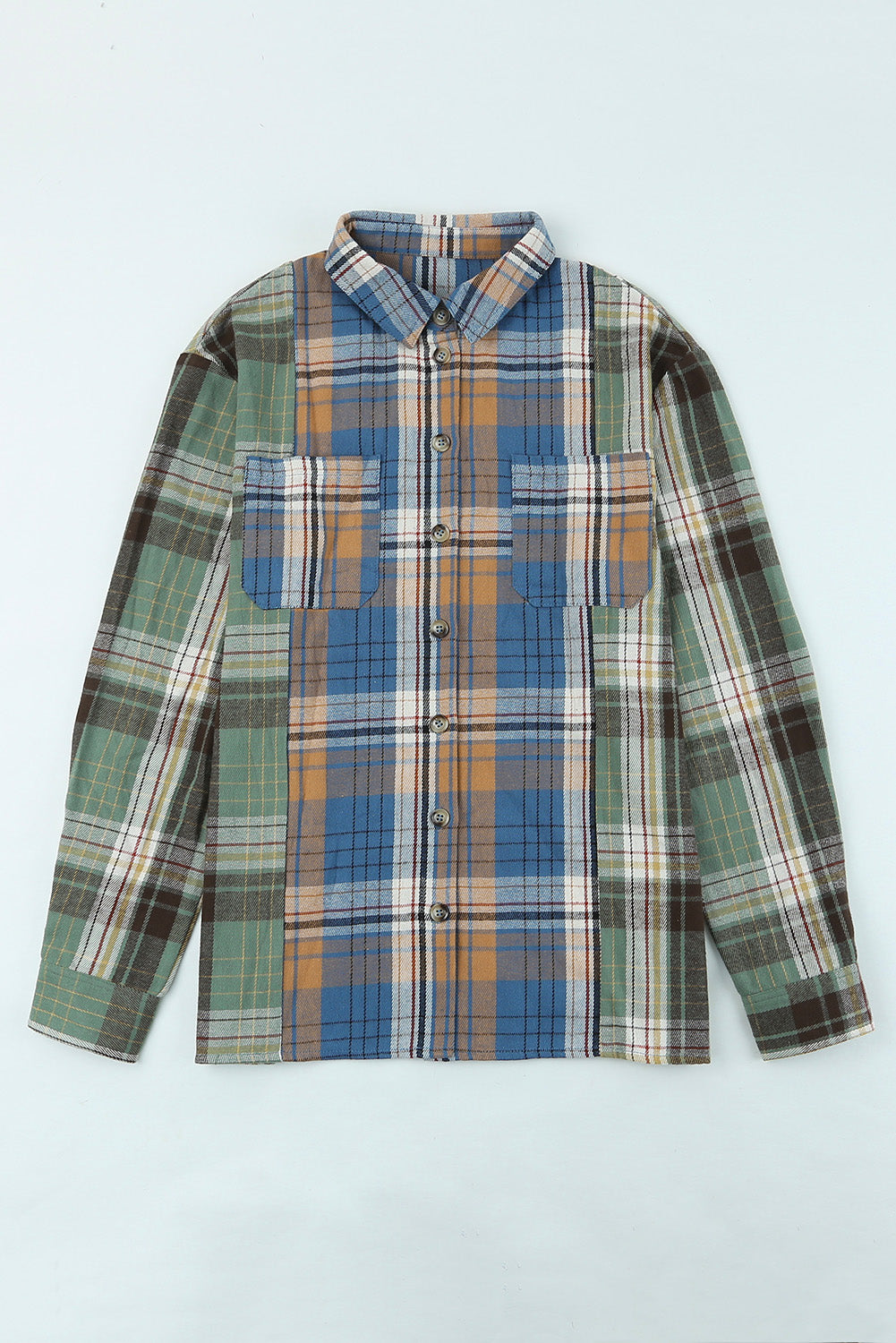 Green Plaid Shacket with Button Up Chest Pockets