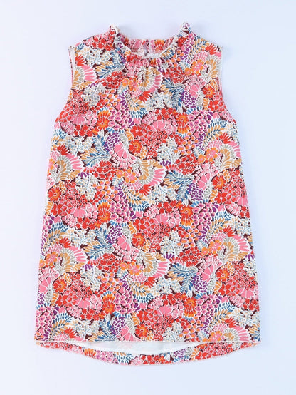 Floral Pink Sleeveless Ruffle Tank Top