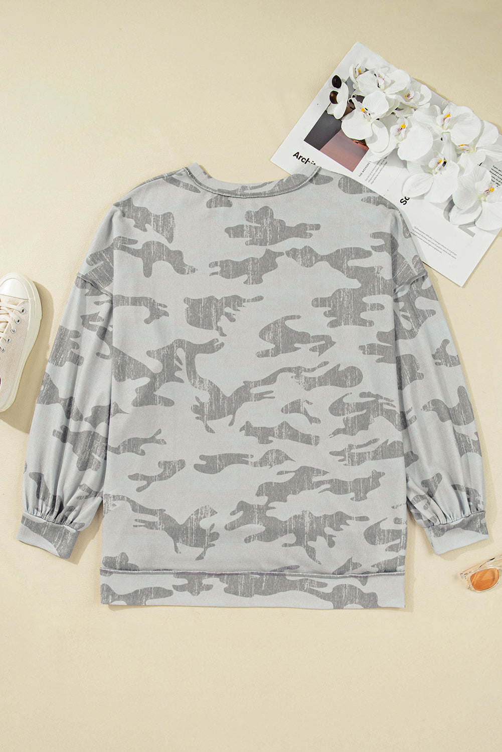 camouflage print sweatshirt