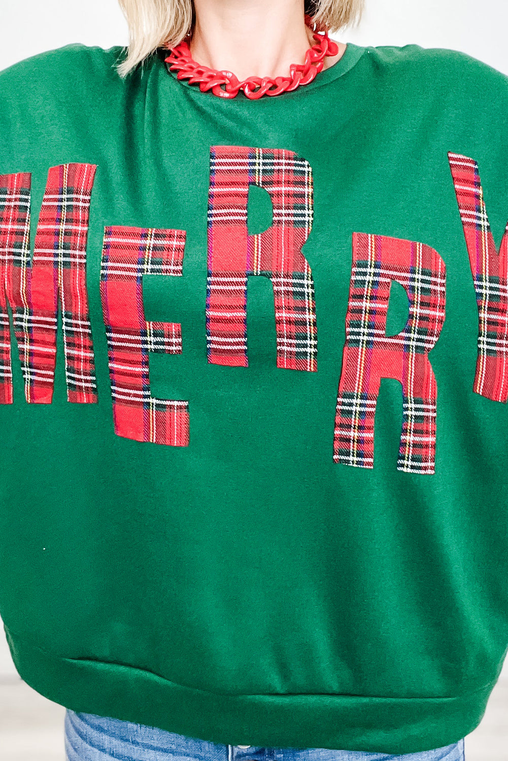 Sea Green Plaid MERRY Christmas Vacation Sweatshirt