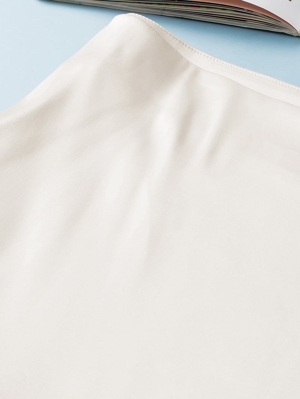 Beige Satin Split Ruffled High Waist Plus Size Skirt