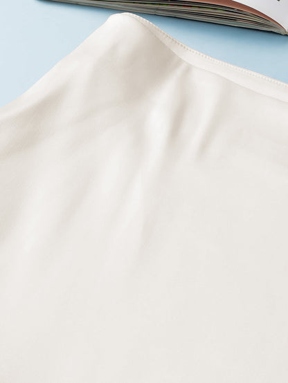 Beige Satin Split Ruffled High Waist Plus Size Skirt