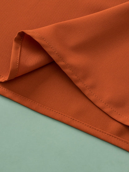 Golden Flame Wrap Sleeve V-Neck Plus Size Blouse