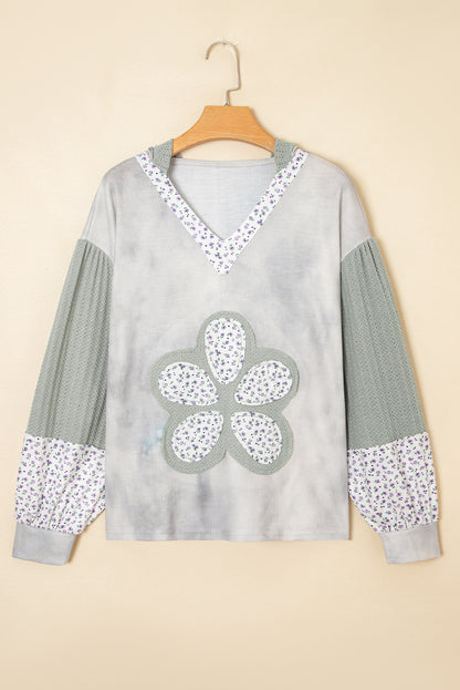 floral patched long sleeve top