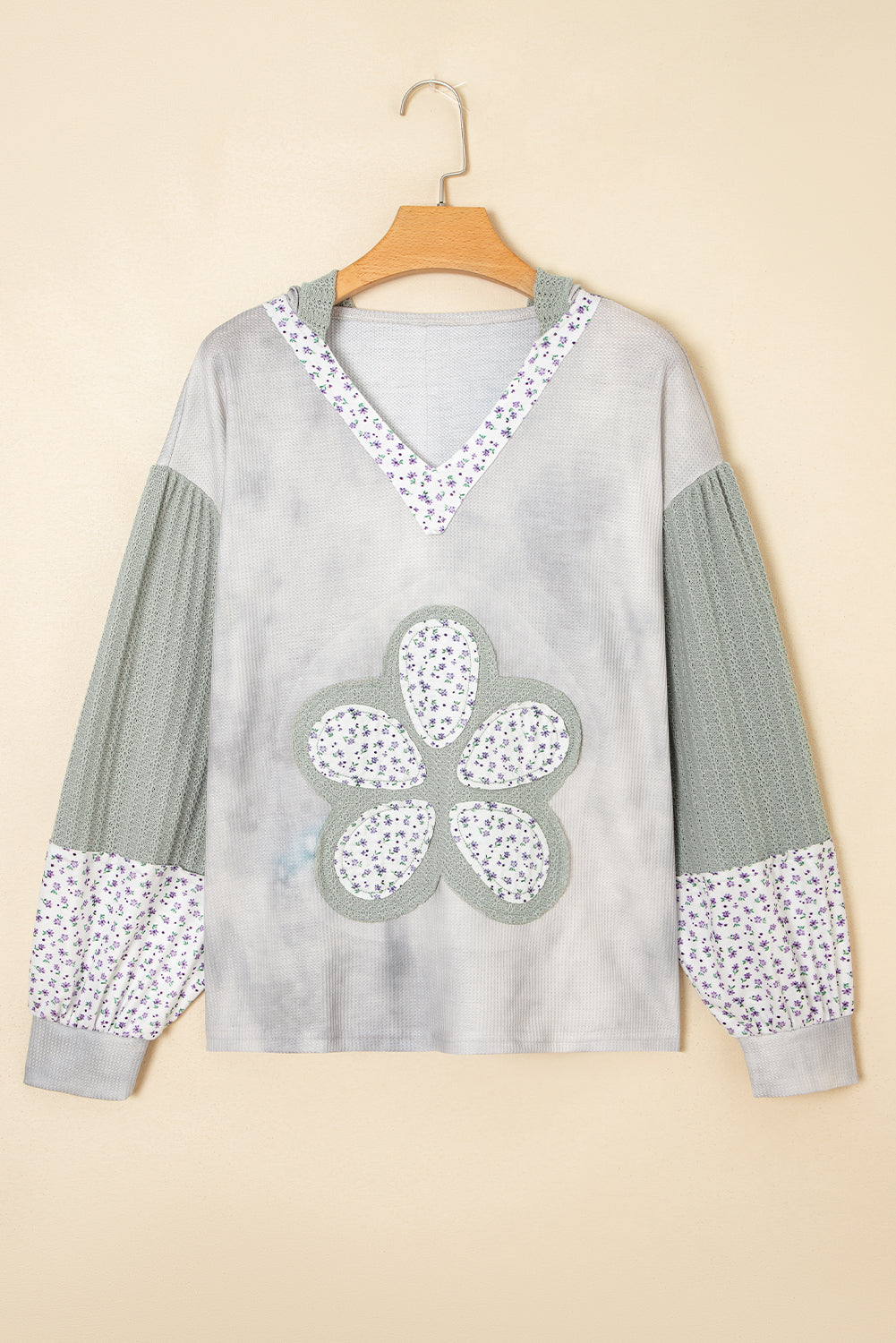 floral patched long sleeve top