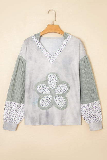 floral patched long sleeve top