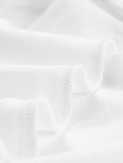 Frill Trim V Neck Tank Top in White Cotton Blend