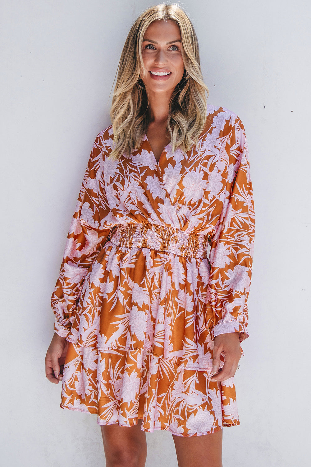 puff sleeve floral dress
