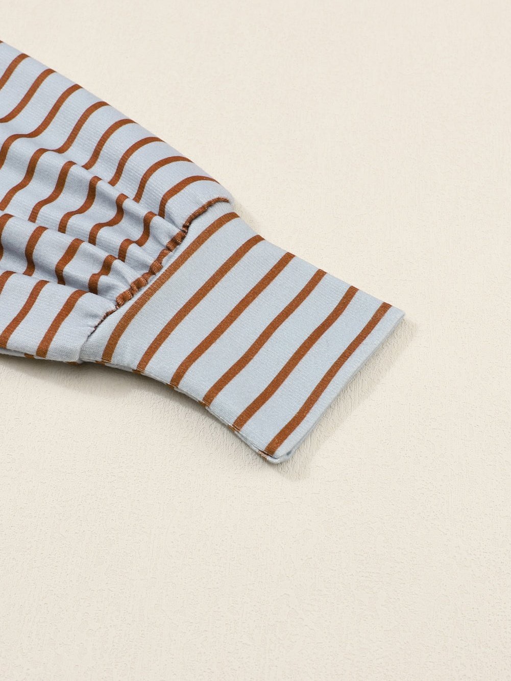 Elegant Grey Striped Bishop Sleeve Top