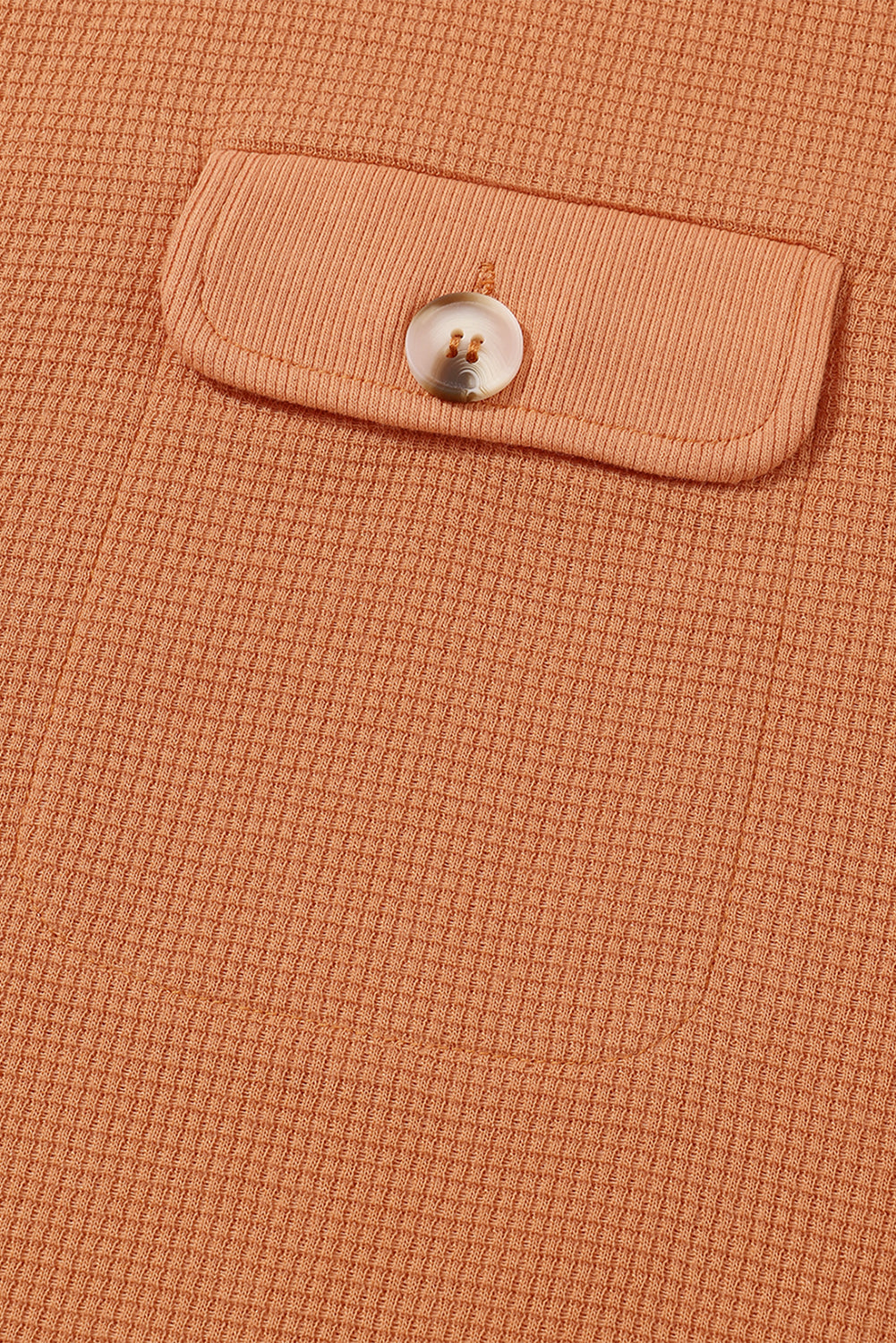 Golden Blaze Waffle Knit Shacket with Button Flap Pockets