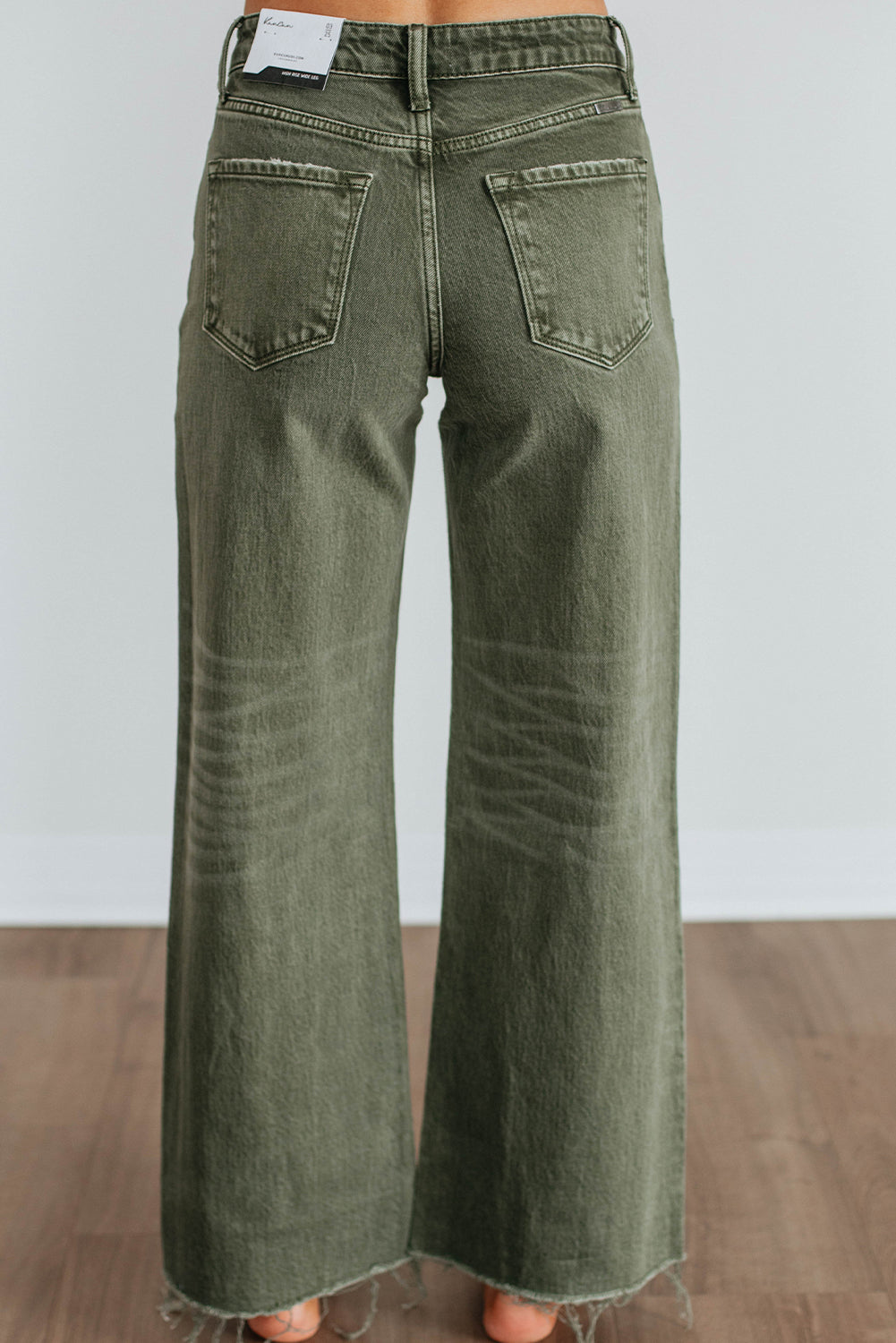 Four Leaf Clover Slight Distressed Raw Edge Wide Leg Jeans