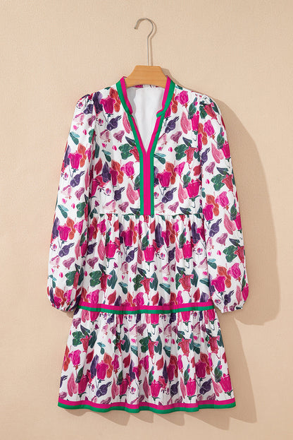 floral print long sleeve mini dress