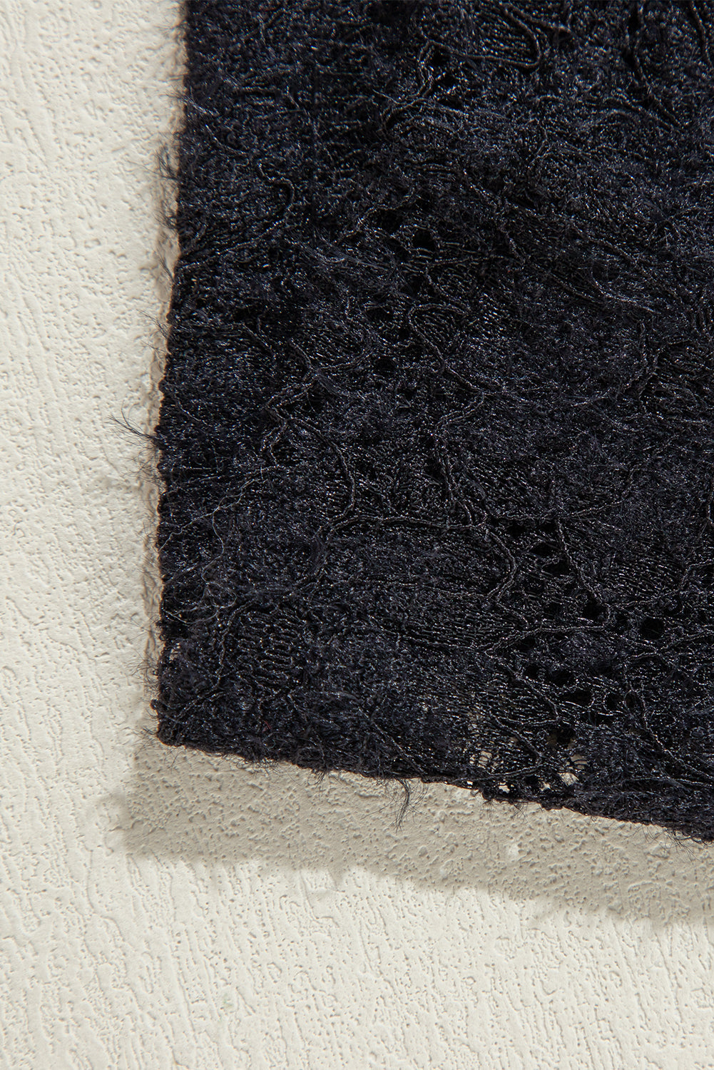 Black Floral Lace High Neck Long Sleeve Top