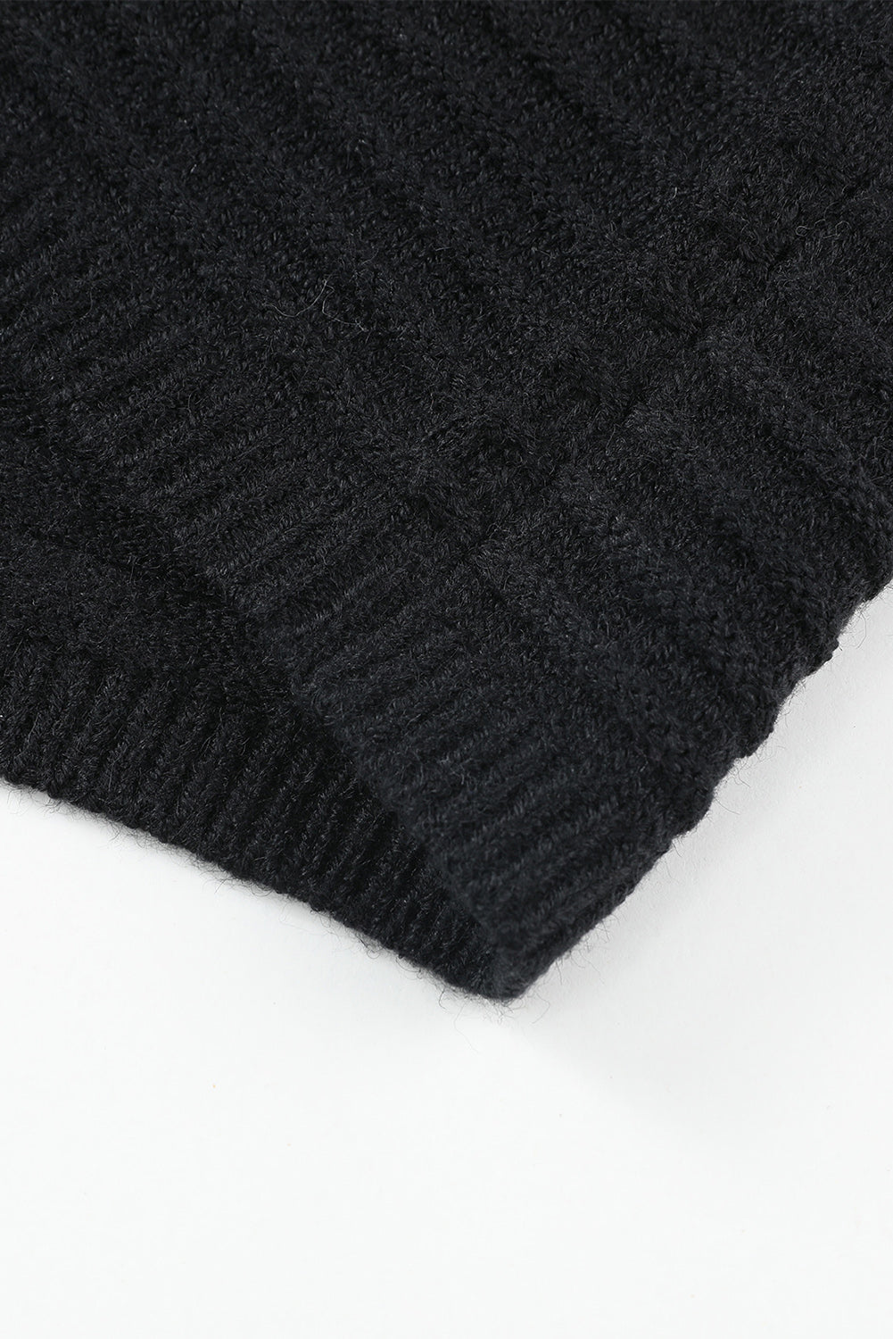 Black Ribbed Knit Hooded Cardigan for Stylish Autumn Layering