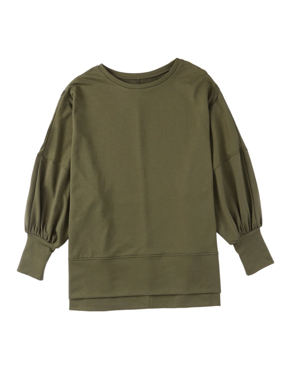 Green Patchwork Oversized Drop Shoulder Top