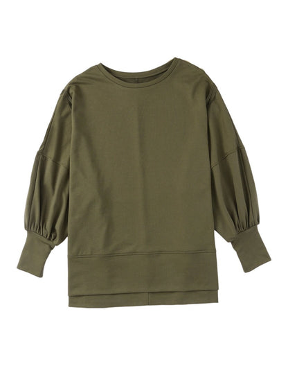 Green Patchwork Oversized Drop Shoulder Top