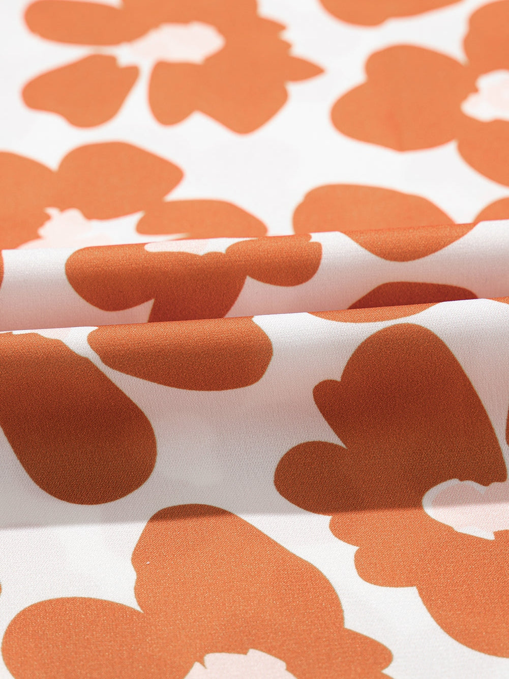 Orange Floral Print Plus Size V Neck Short Sleeve Blouse with Drawstring