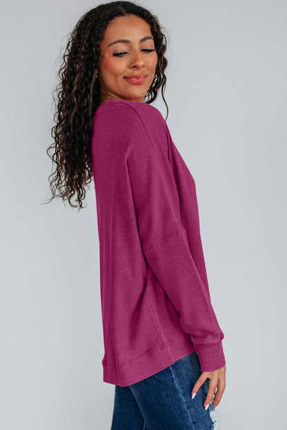 textured long sleeve top