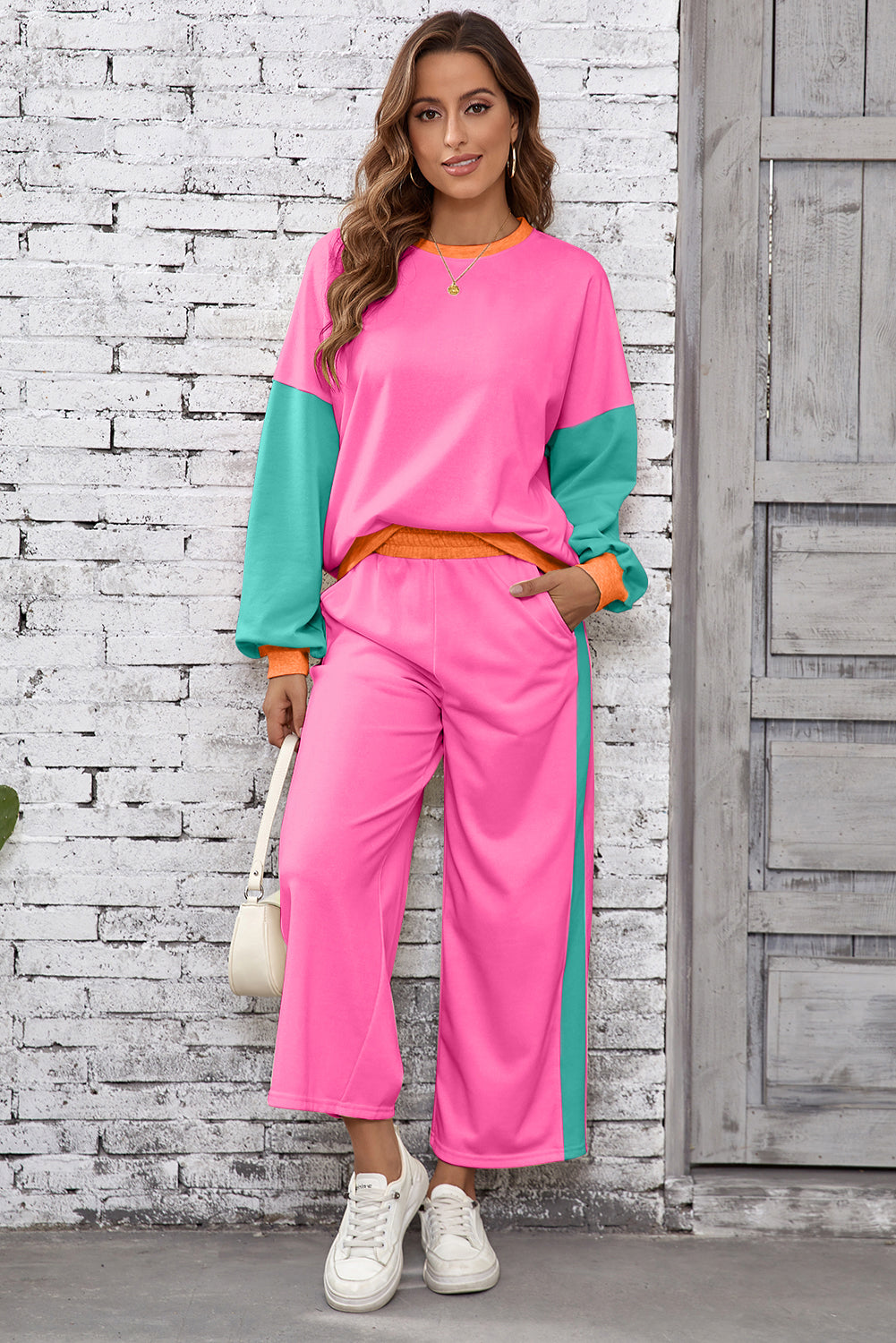 color block sweatpant set