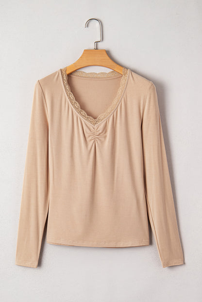 v neck long sleeve top