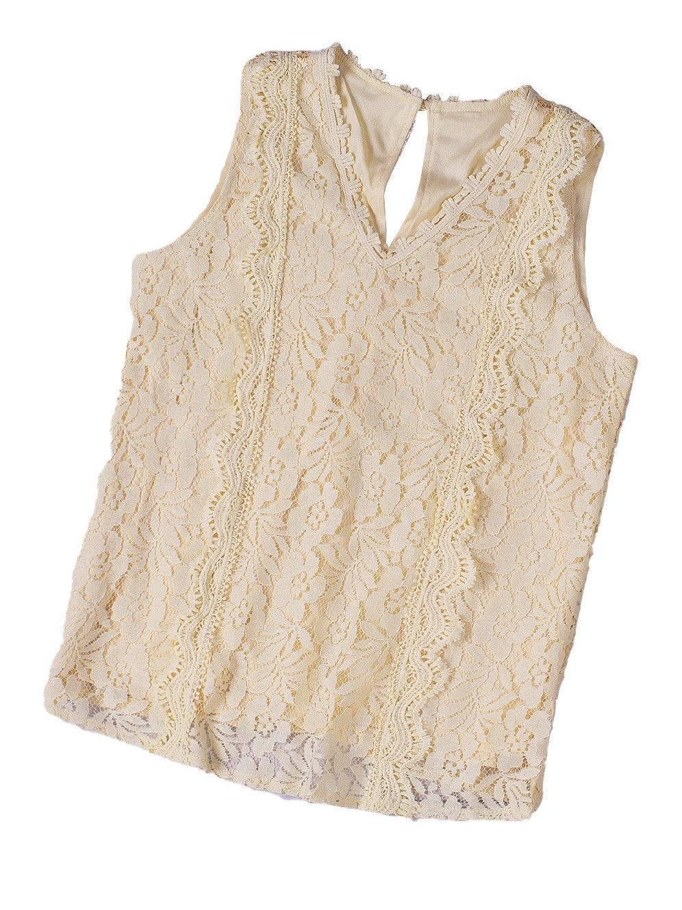 Floral Lace Sleeveless V-Neck Tank Top