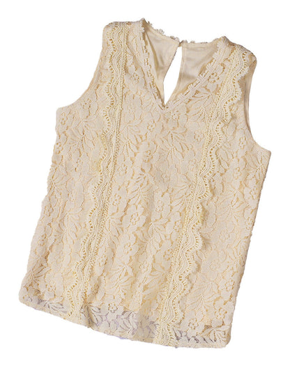 Floral Lace Sleeveless V-Neck Tank Top