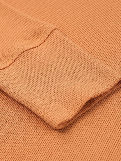 Elegant Black Waffle Knit Henley Top