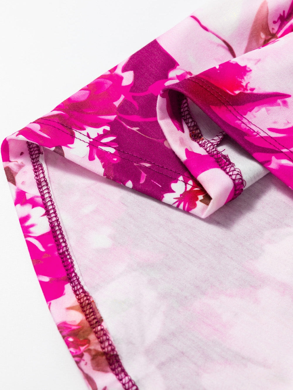 Red Floral Print Short Sleeve Plus Size Blouse