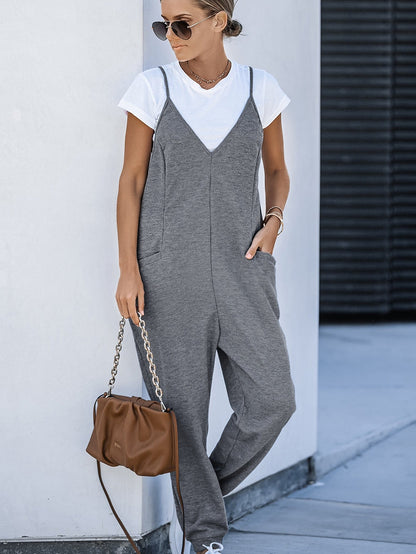 Elevate Your Street Style with Women's Sleeveless V-Neck Jumpsuit