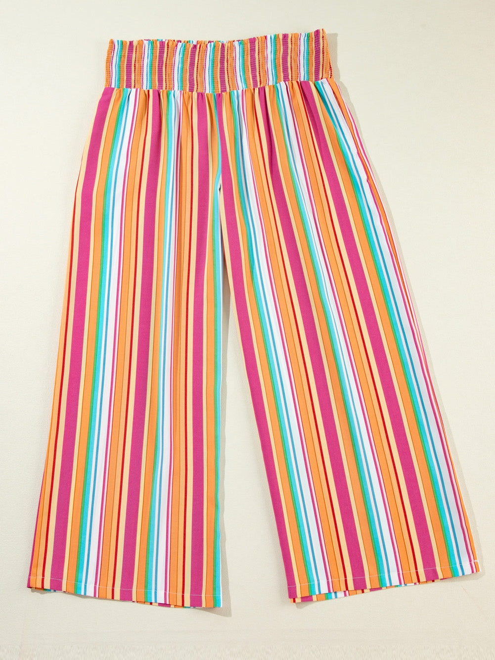 Boho Chic Orange Stripe Wide Leg Plus Size Pants