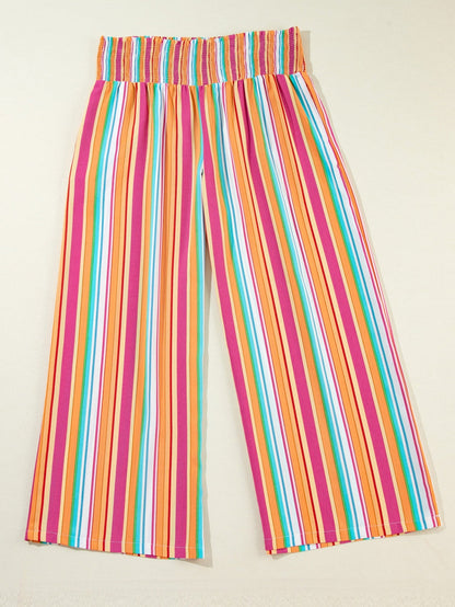 Boho Chic Orange Stripe Wide Leg Plus Size Pants