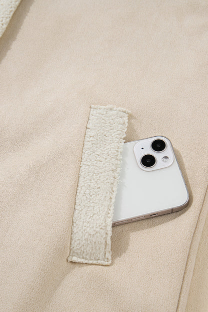 Parchment Suede Sherpa Lined Western Loose Jacket