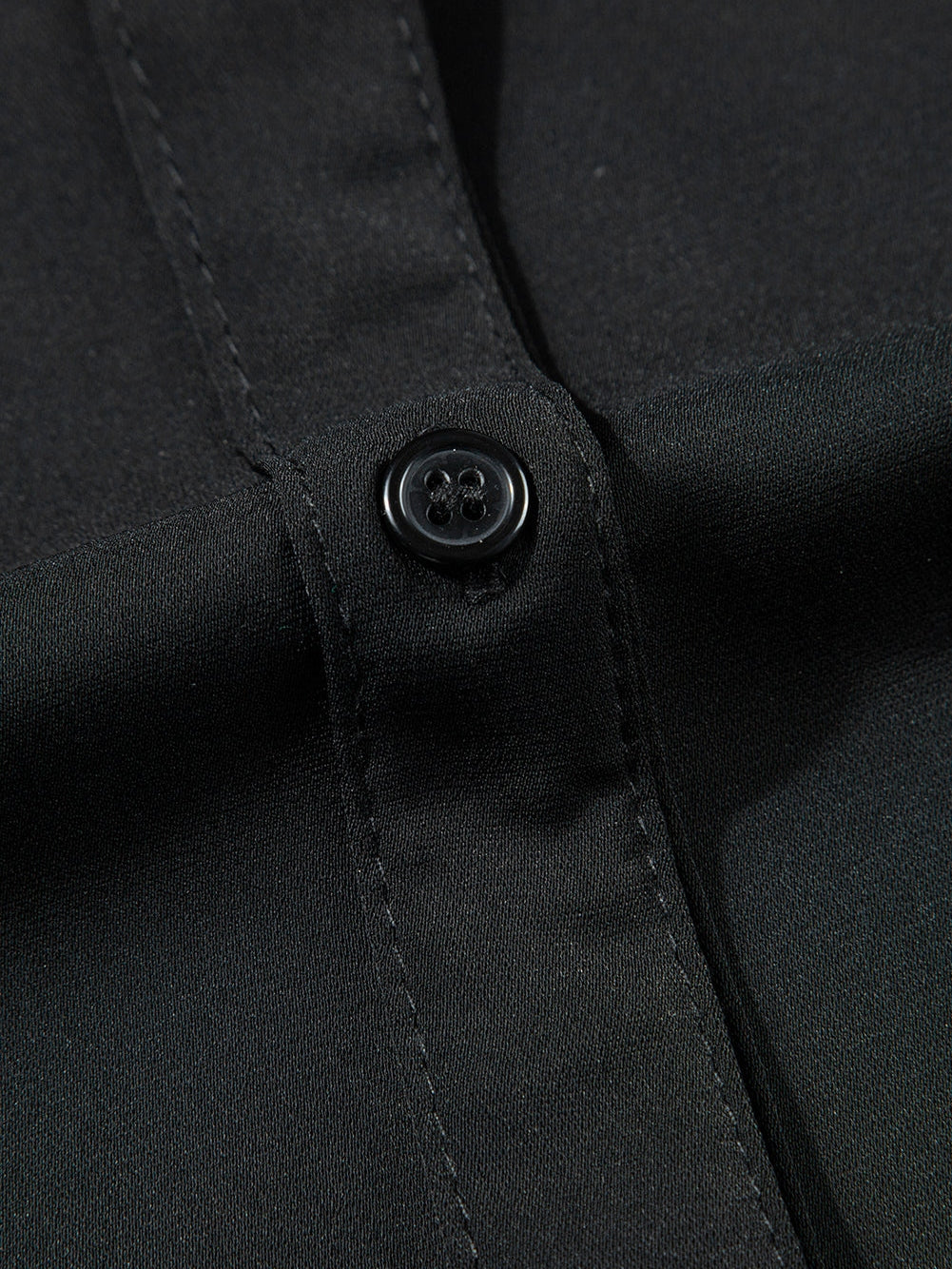 Black Plus Size Tie Cuffs V Neck Shirt Dress