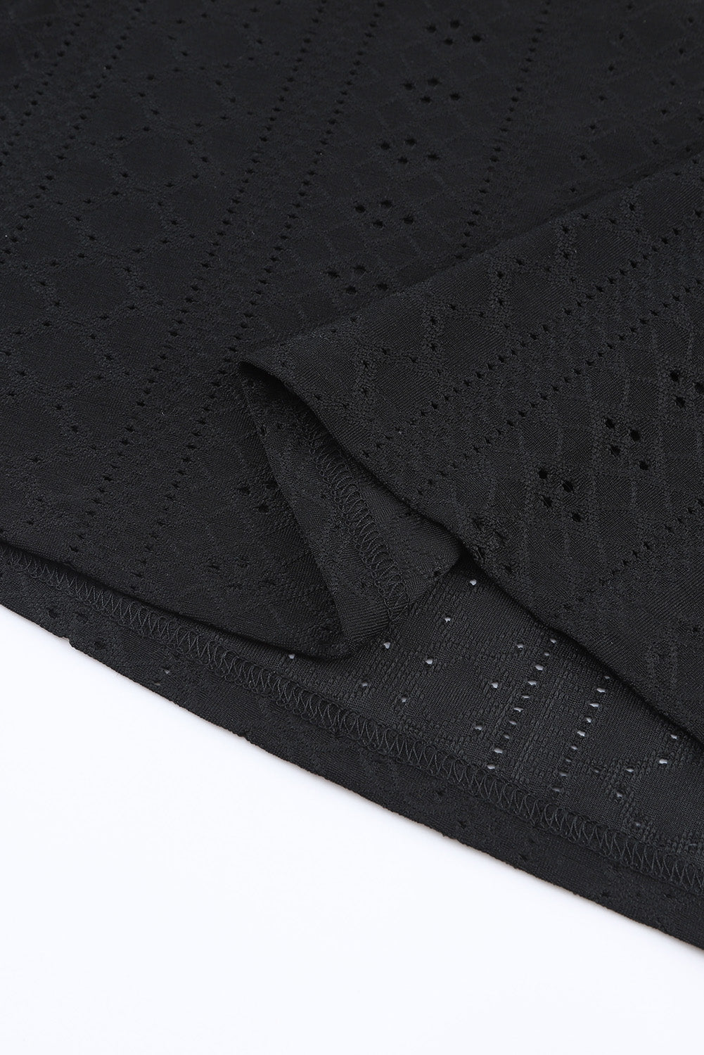 Elegant Black Eyelet Lace V Neck Ruffle Sleeve Blouse