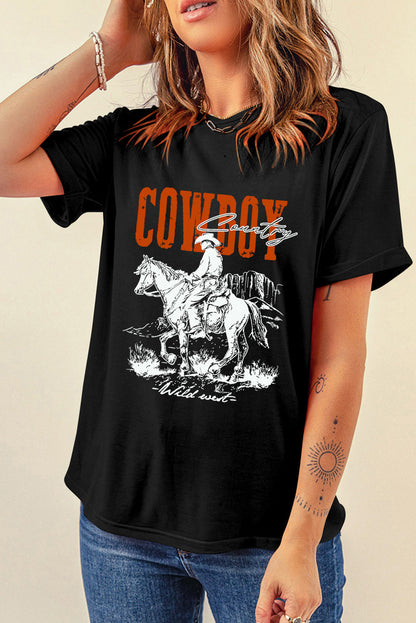 Embrace Your Inner Cowboy Western Graphic Tee with Short Sleeves