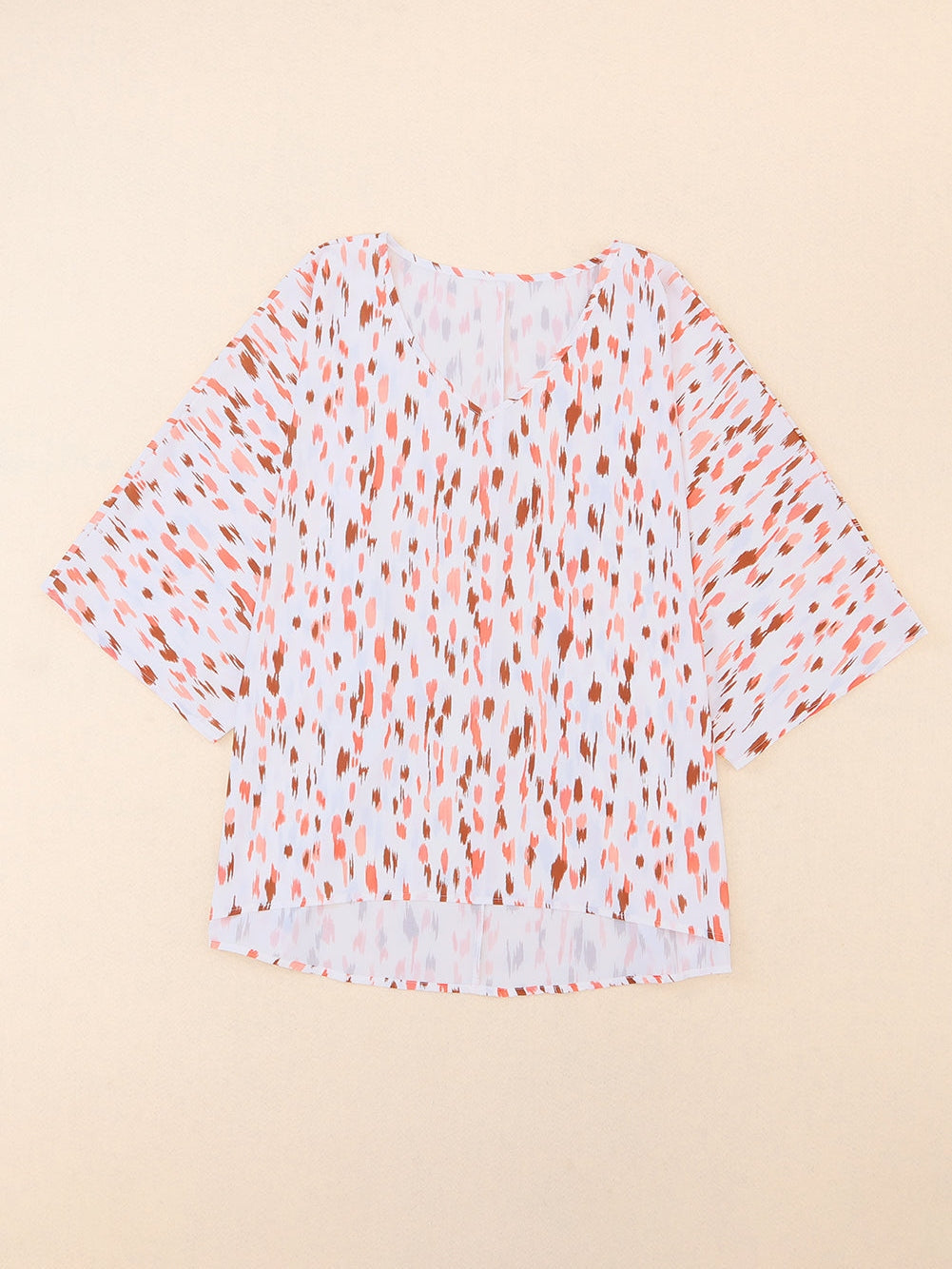 Pink Leopard Print Oversized Dolman Sleeve Plus Size Blouse