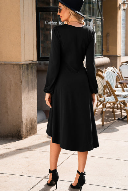 black long sleeve midi dress