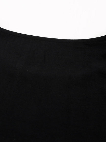 Elegant Floral Embroidered Black Top