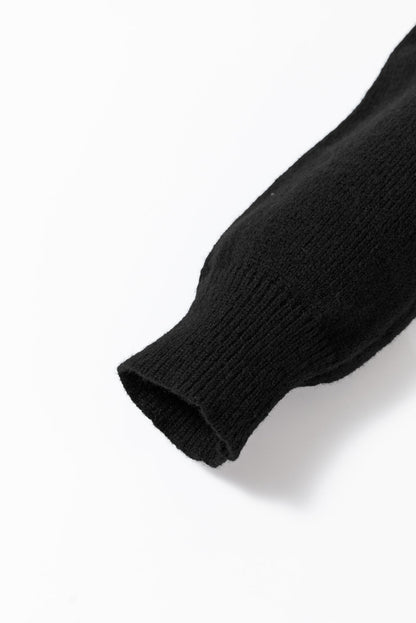 Heartfelt Black Graphic Round Neck Sweater