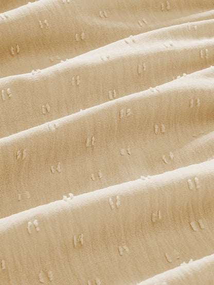 Golden Fleece Plus Size Swiss Dot Lace Trim Split Neck Babydoll Top