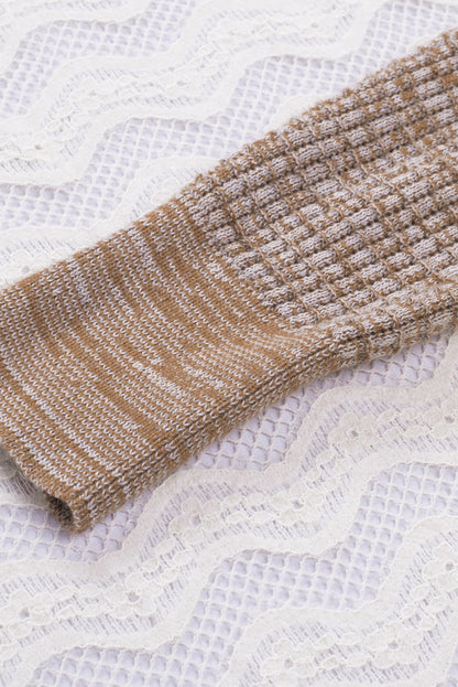 Khaki Reversible Wrap V Neck Waffle Knit Sweater