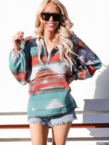 Aztec Dream Multicolor Hooded Zip-Up Hoodie