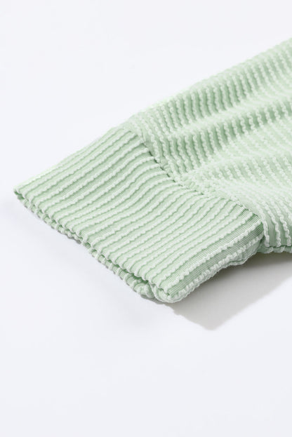 Sage Oversized Ribbed Henley Top with Pockets