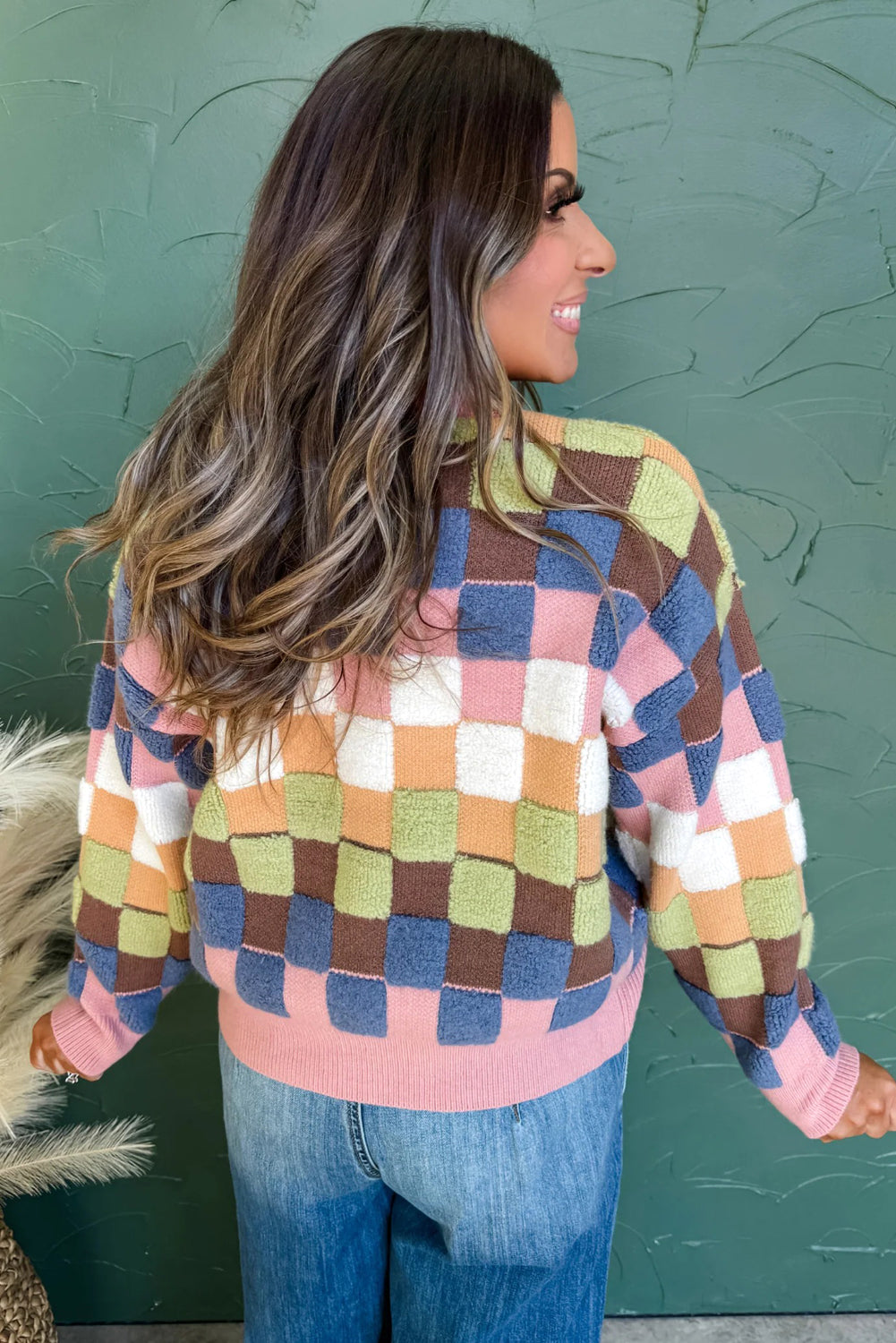 checkered cardigan womens