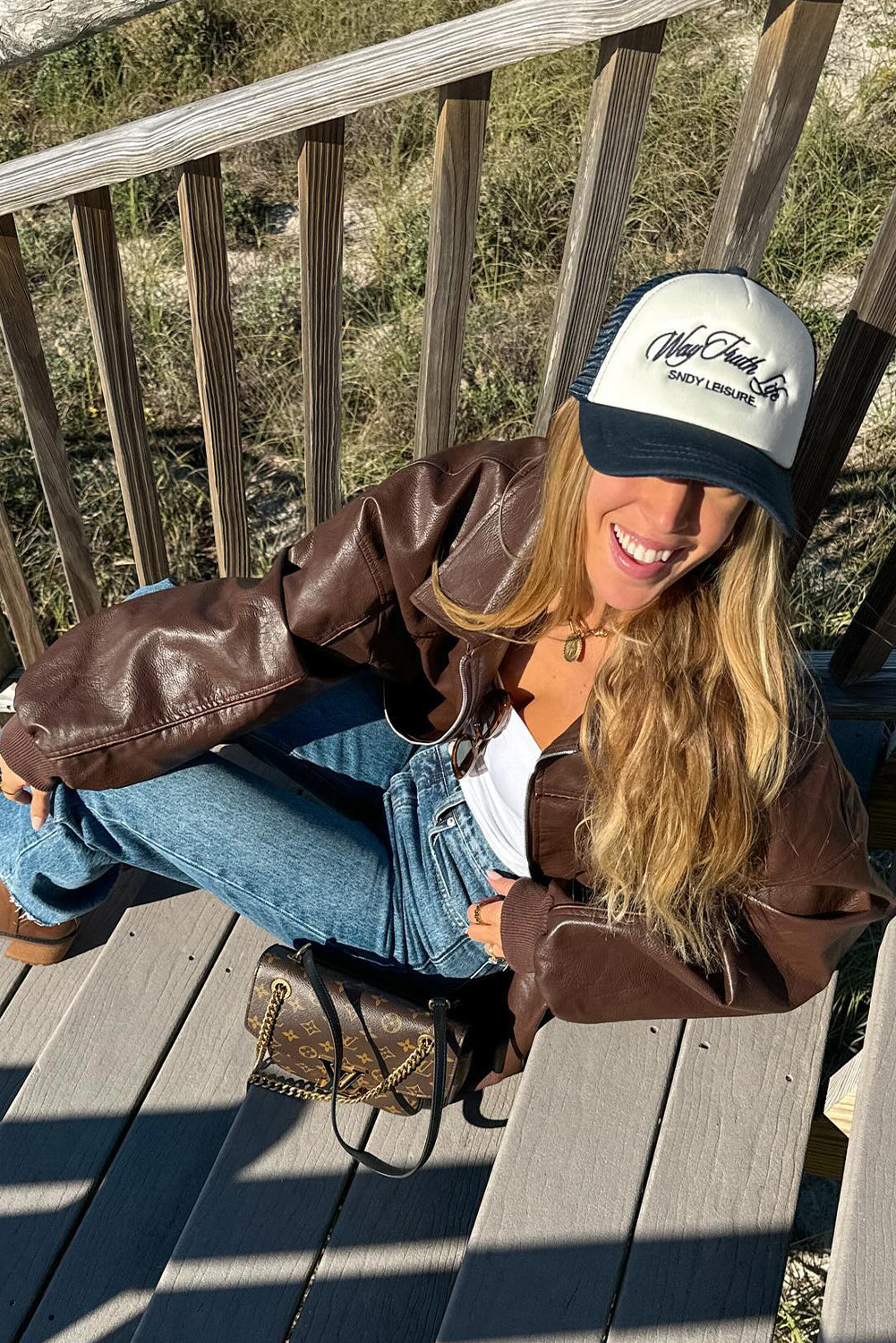 Coffee Faux Leather Zip Up Oversize Retro Jacket