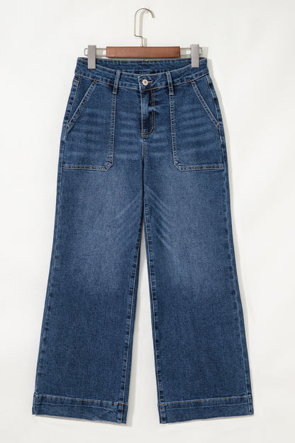 blue wide leg jeans