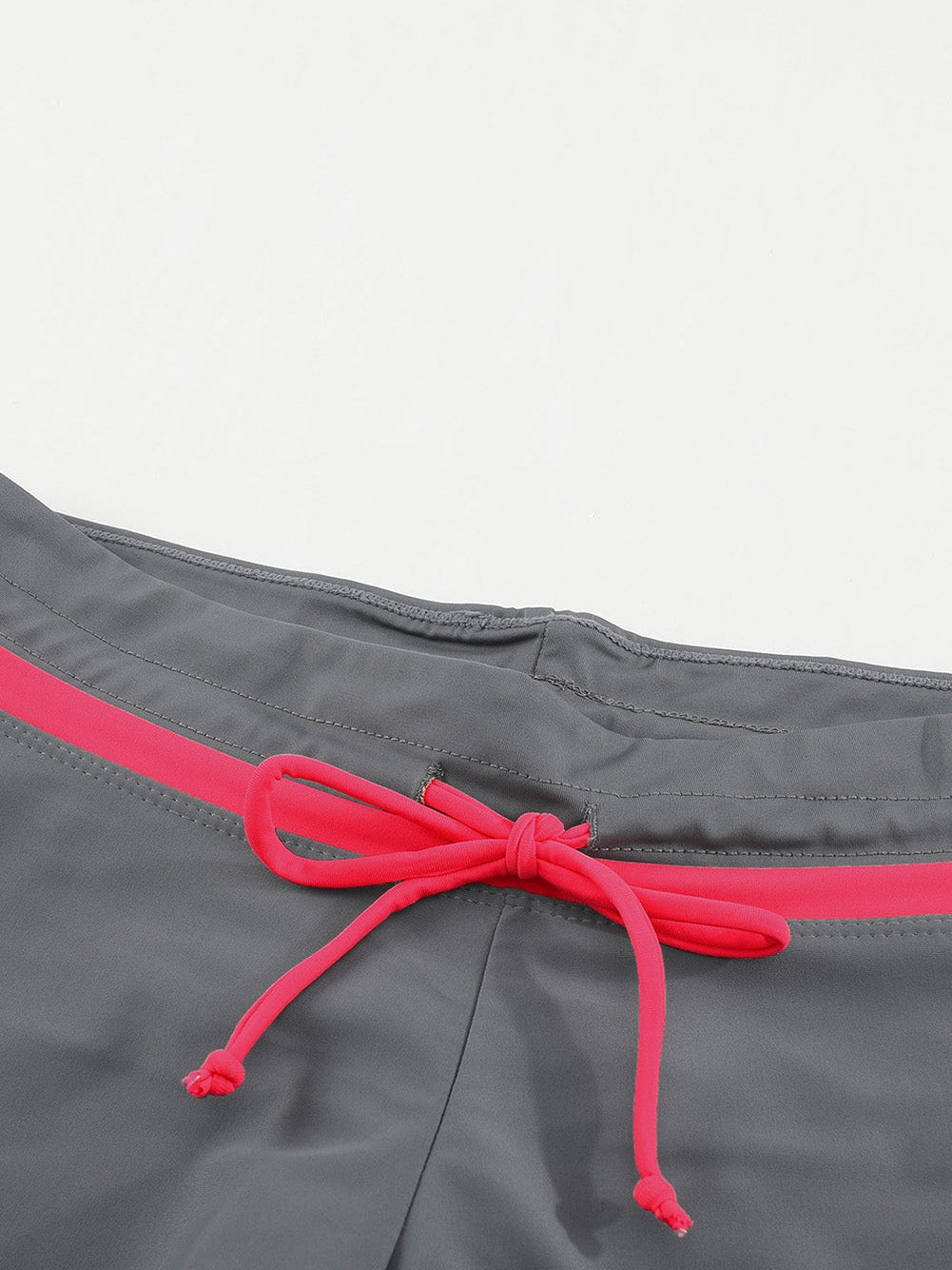 Fiery Red Accented Taupe Women's Swim Shorts