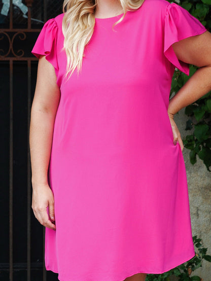 Rose Plus Size Ruffle Sleeve Mini Dress