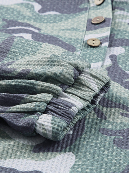 Green Camouflage Oversized Hoodie with Long Sleeves